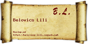 Belovics Lili névjegykártya